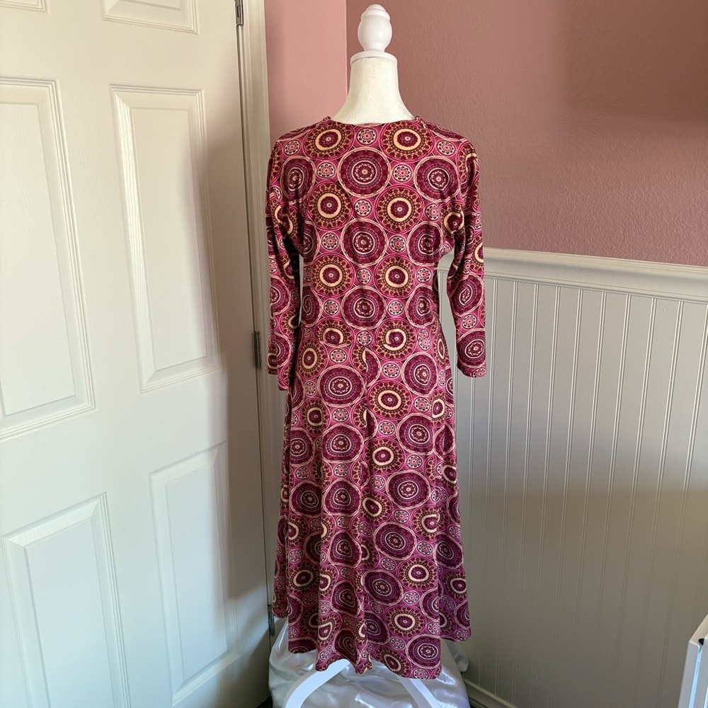 Agnes & Dora size Large Pink Patterned Midi Dress with Pockets - Picture 6 of 9